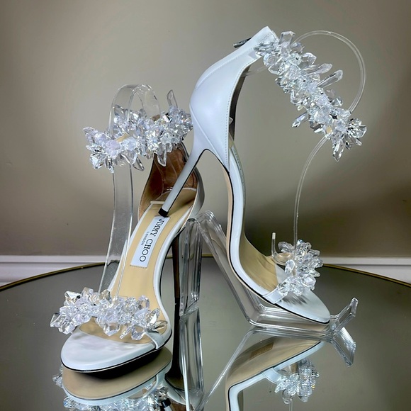 Jimmy Choo Maisel 100 Crystal Embellished heeled sandals sz 38 - Picture 5 of 17